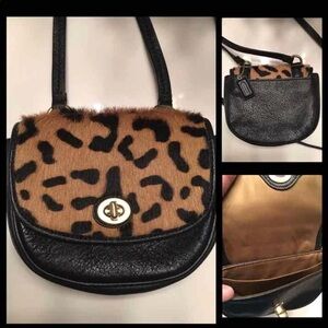Coach Small Leopard Half Calf Messenger Beast Bag